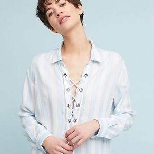 Rails Striped Lace Up Shirt